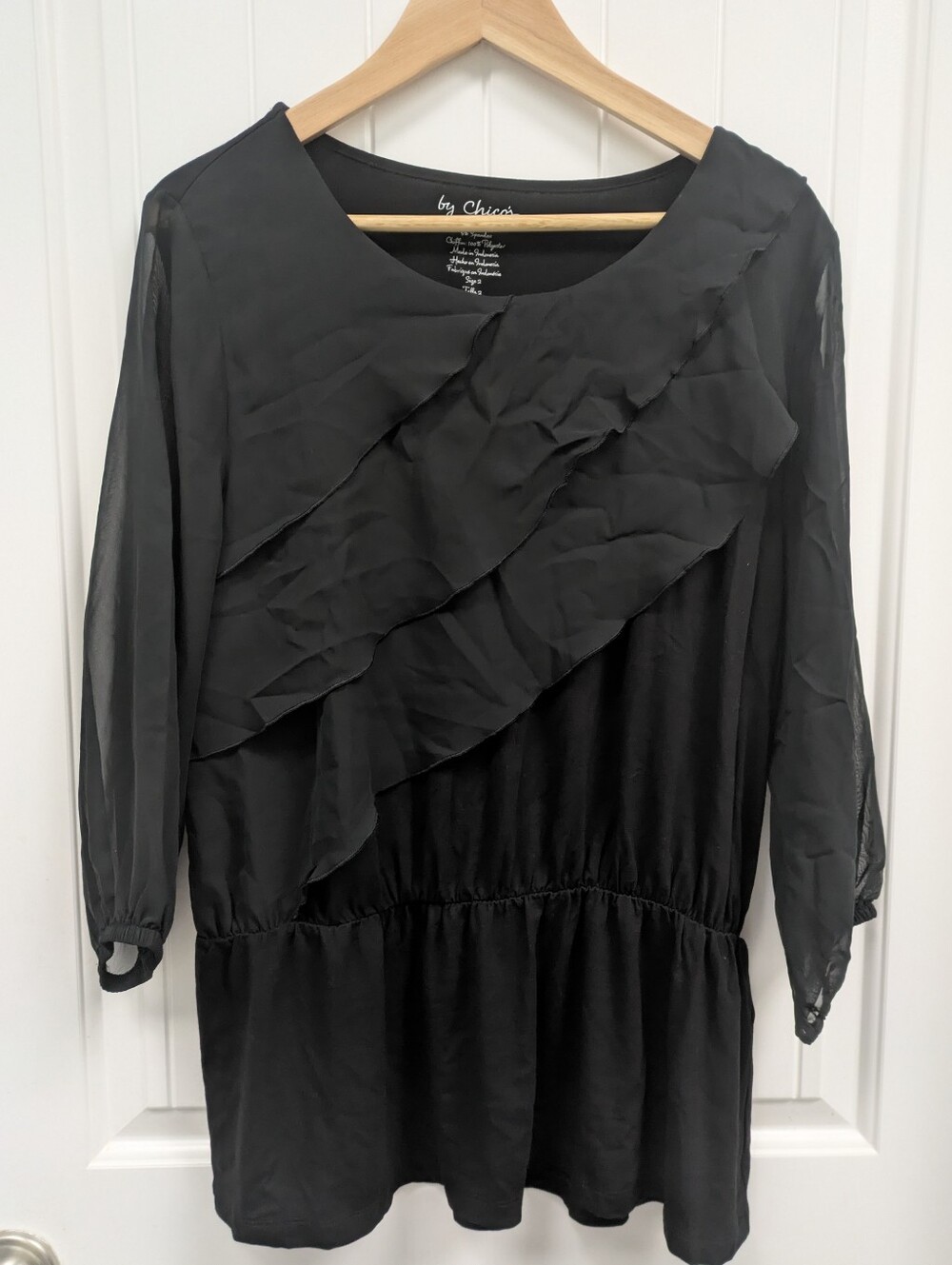 Chico's Black Ruffle Peplum Top